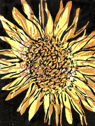 helianthus-sunflower-printmaking-reduction